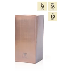 H50cm Zinc Galvanised Tall Cube Planters In Copper - By Primrose™ -Plants outlet store PP2828S main image cda1