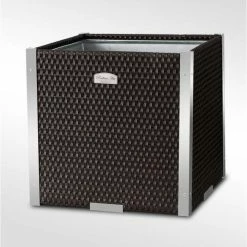 46cm Polyrattan Cube Planter With Polished Aluminium Edge Available In 8 Colours