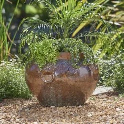 H48cm Ceramic Washed Bowl Planter