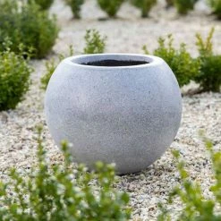 Sphere 32cm Handmade Fiberstone Planter In Grey - Exclusive To Primrose -Plants outlet store PP29GRY 2 fbfc