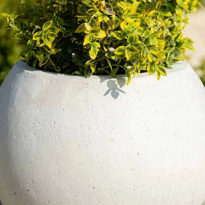 Sphere 32cm Handmade Fiberstone Planter In White - Exclusive To Primrose 4 Sphere 32cm Handmade Fiberstone Planter In White - Exclusive To Primrose - Image 2