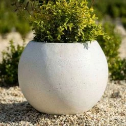 Sphere 32cm Handmade Fiberstone Planter In White - Exclusive To Primrose 9 Sphere 32cm Handmade Fiberstone Planter In White - Exclusive To Primrose -Plants outlet store PP29WHT 2 68f5