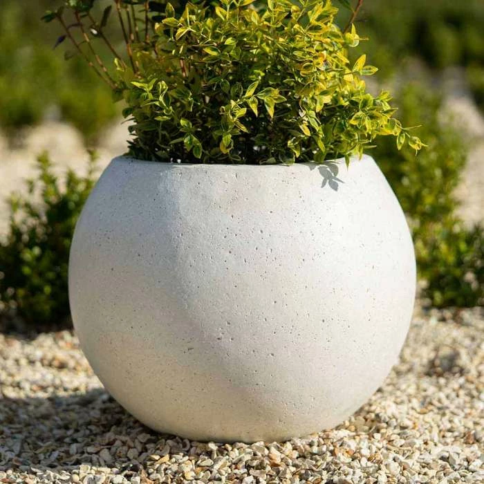 Sphere 32cm Handmade Fiberstone Planter In White - Exclusive To Primrose 5 Sphere 32cm Handmade Fiberstone Planter In White - Exclusive To Primrose - Image 3