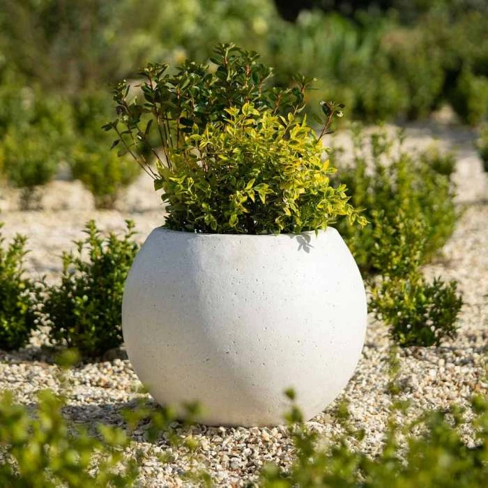 Sphere 32cm Handmade Fiberstone Planter In White - Exclusive To Primrose 3 Sphere 32cm Handmade Fiberstone Planter In White - Exclusive To Primrose