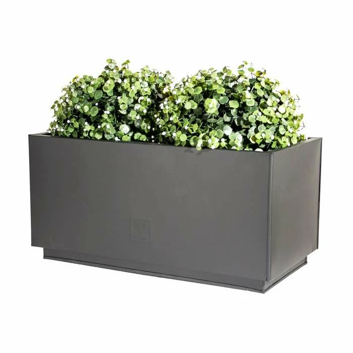 60cm Zinc Galvanised Kick-Bottom Trough Planter In Black By Primrose™ 4 60cm Zinc Galvanised Kick-Bottom Trough Planter In Black By Primrose™ - Image 2