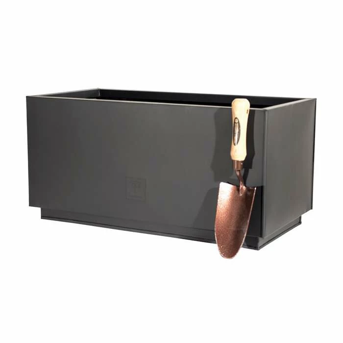 60cm Zinc Galvanised Kick-Bottom Trough Planter In Black By Primrose™ 6 60cm Zinc Galvanised Kick-Bottom Trough Planter In Black By Primrose™ - Image 4