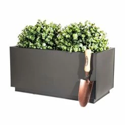 60cm Zinc Galvanised Kick-Bottom Trough Planter In Black By Primrose™ 14 60cm Zinc Galvanised Kick-Bottom Trough Planter In Black By Primrose™ -Plants outlet store PP3006S add image 4 1aeb