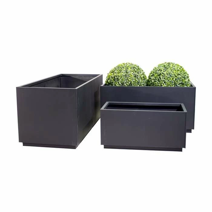 60cm Zinc Galvanised Kick-Bottom Trough Planter In Black By Primrose™ 8 60cm Zinc Galvanised Kick-Bottom Trough Planter In Black By Primrose™ - Image 6