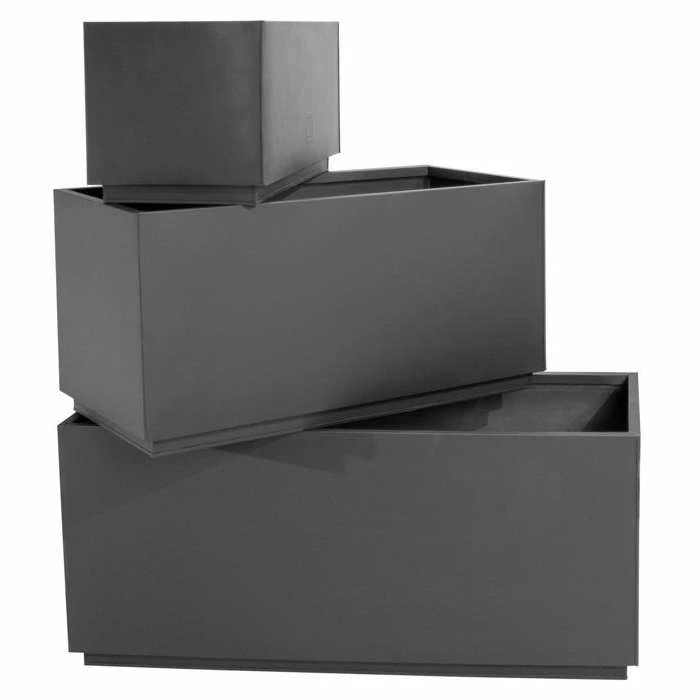 60cm Zinc Galvanised Kick-Bottom Trough Planter In Black By Primrose™ 9 60cm Zinc Galvanised Kick-Bottom Trough Planter In Black By Primrose™ - Image 7