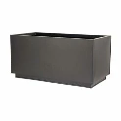 60cm Zinc Galvanised Kick-Bottom Trough Planter In Black By Primrose™