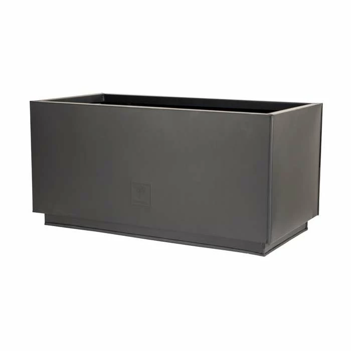60cm Zinc Galvanised Kick-Bottom Trough Planter In Black By Primrose™ 3 60cm Zinc Galvanised Kick-Bottom Trough Planter In Black By Primrose™