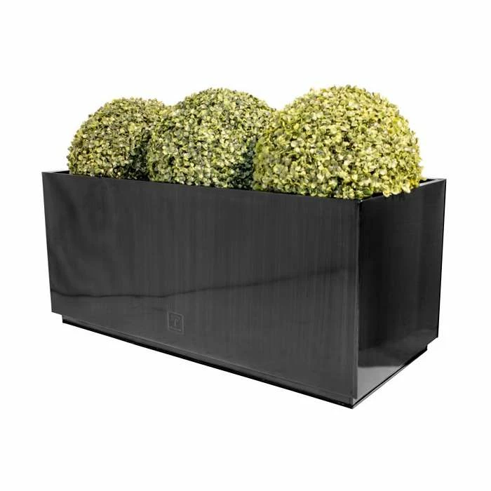 100cm Zinc Galvanised Kick-Bottom Trough Planter In Platinum By Primrose™ 6 100cm Zinc Galvanised Kick-Bottom Trough Planter In Platinum By Primrose™ - Image 4