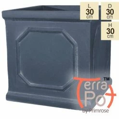H30cm Chelsea Lead Effect Framed Cube Pot - By Terra Potâ„¢