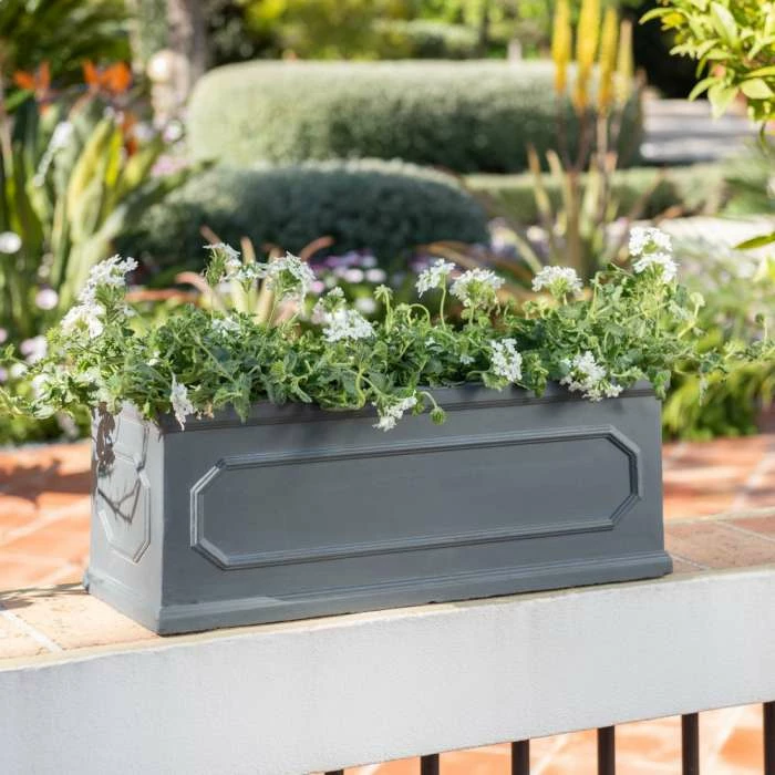 61cm Kensington Lead Effect Framed Trough Planter 3 61cm Kensington Lead Effect Framed Trough Planter