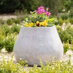Oval 50cm Handmade Fiberstone Planter In Grey - Exclusive To Primrose