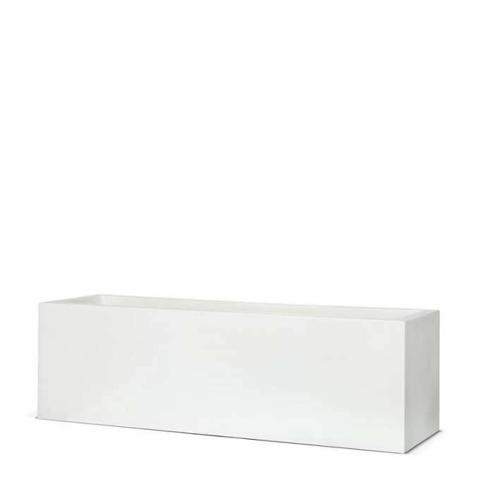 73cm Cadix Poly Resin Low Rectangular Planter In White 3 73cm Cadix Poly Resin Low Rectangular Planter In White