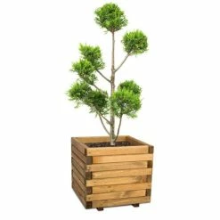 50cm Medium Wooden Pine Raised Cube Planter -Plants outlet store PP3422 add image 2 607e