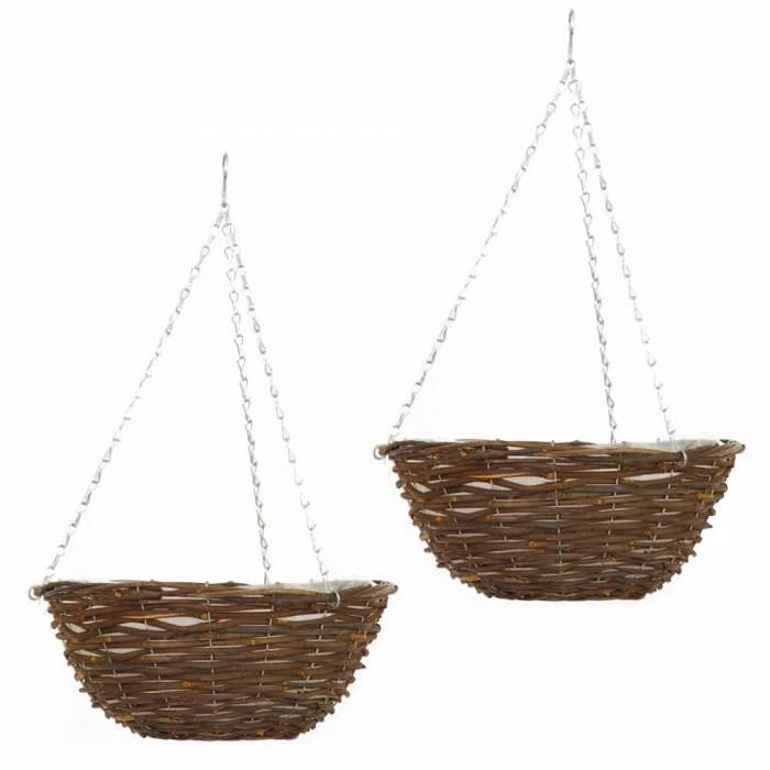 Set Of Two 30cm Rattan Hanging Basket Planters By Smart Garden 3 Set Of Two 30cm Rattan Hanging Basket Planters By Smart Garden