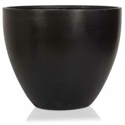 D32cm Light Polystone Large Egg Shape Planter In Black -Plants outlet store PP3914 rollover image 8577