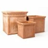 Light Terracotta Cube Planters - Mixed Set Of 3 - H30/40/50cm -Plants outlet store PP3963 main image 9bd0