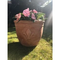 D47cm Terracotta Planter With Fleur De Lis -Plants outlet store PP3966 add image 6 31ee