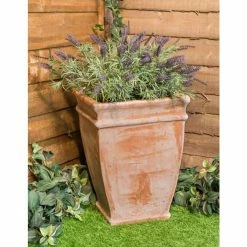 H49cm Terracotta Tapered Cube Planter -Plants outlet store PP3974 add image 1 d26e
