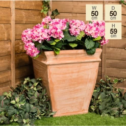 H59cm Terracotta Tapered Cube Planter -Plants outlet store PP3975 main image cc1a