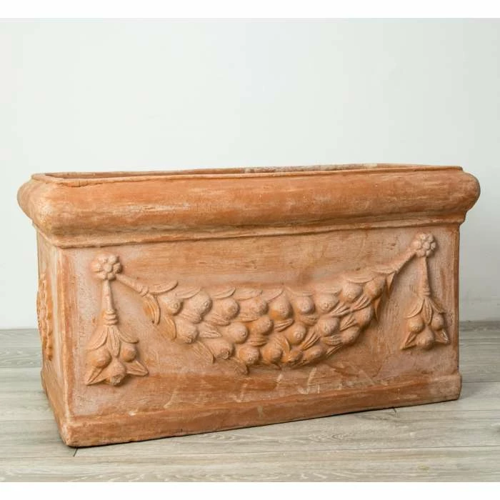 W80cm Large Terracotta Trough With Detail 4 W80cm Large Terracotta Trough With Detail - Image 2