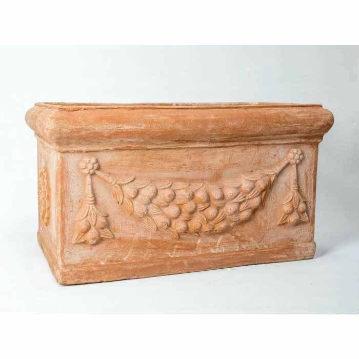W80cm Large Terracotta Trough With Detail 3 W80cm Large Terracotta Trough With Detail