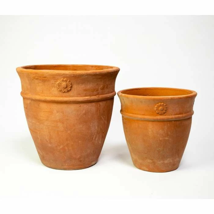 Round Terracotta Planters - Mixed Set Of 2 - D27/36cm 3 Round Terracotta Planters - Mixed Set Of 2 - D27/36cm