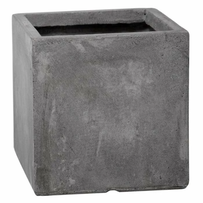 23cm Fibrecotta Small Cement Finish Cube Pot 3 23cm Fibrecotta Small Cement Finish Cube Pot