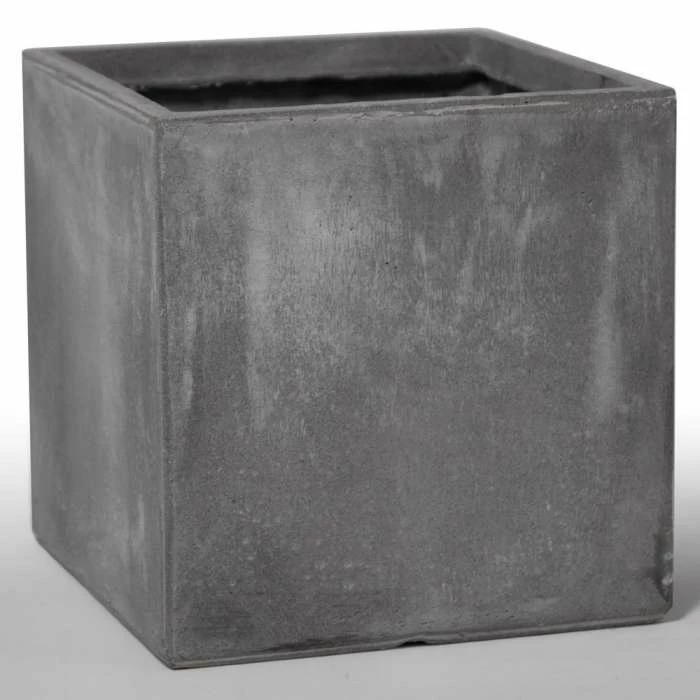 23cm Fibrecotta Small Cement Finish Cube Pot 4 23cm Fibrecotta Small Cement Finish Cube Pot - Image 2