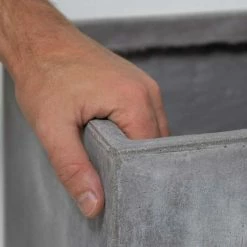 23cm Fibrecotta Small Cement Finish Cube Pot 12 23cm Fibrecotta Small Cement Finish Cube Pot -Plants outlet store PP4041S add image 4 6fd0