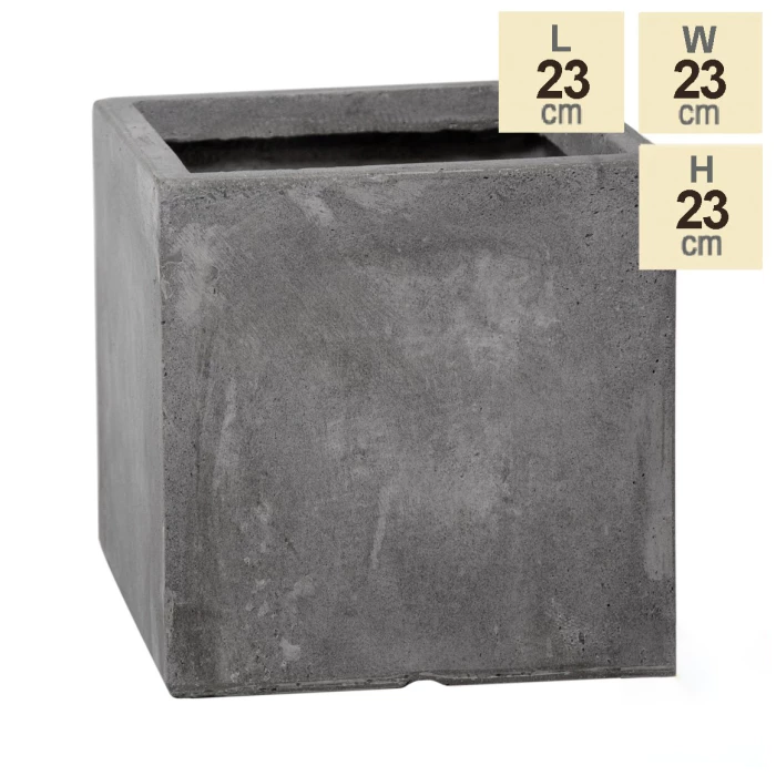 23cm Fibrecotta Small Cement Finish Cube Pot 9 23cm Fibrecotta Small Cement Finish Cube Pot - Image 7