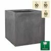 50cm Fibrecotta XL Cement Finish Cube Planter -Plants outlet store PP4041XL main image 7d1e