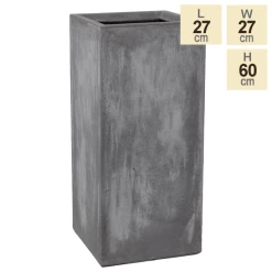 60cm Fibrecotta Cement Finish Tall Cube Planter -Plants outlet store PP4042M main image c8e5