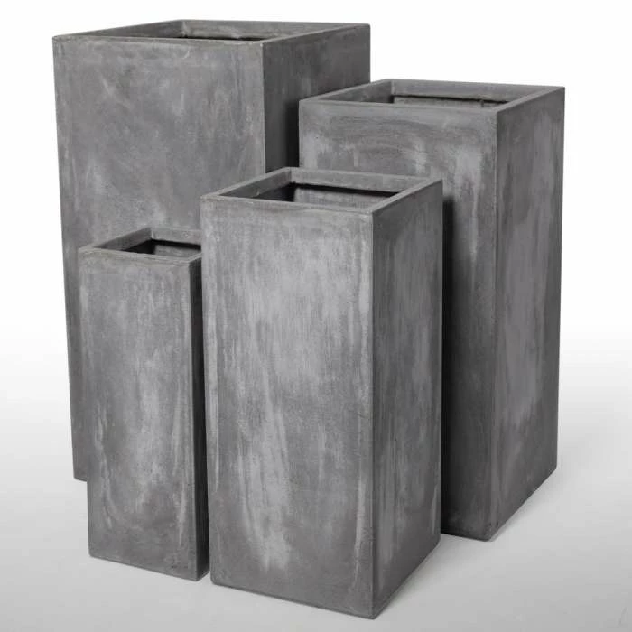50cm Fibrecotta Cement Finish Tall Cube Planter 7 50cm Fibrecotta Cement Finish Tall Cube Planter - Image 6