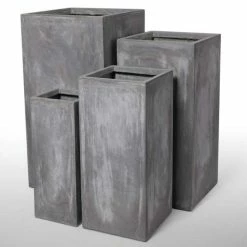 80cm Fibrecotta Cement Finish Tall Cube Planter 12 80cm Fibrecotta Cement Finish Tall Cube Planter -Plants outlet store PP4042XL add image 5 127d