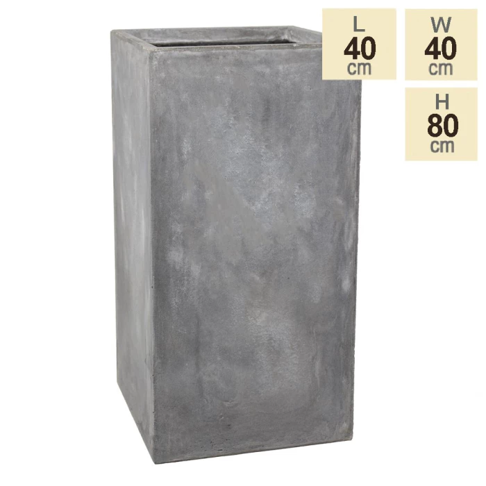 80cm Fibrecotta Cement Finish Tall Cube Planter 8 80cm Fibrecotta Cement Finish Tall Cube Planter - Image 6