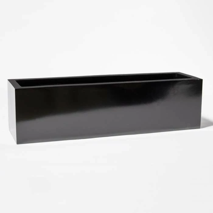 75cm X 20cm Gloss Fibreglass Window Box Planter In Black 3 75cm X 20cm Gloss Fibreglass Window Box Planter In Black