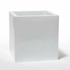 40cm Cube Zinc White Gloss Dipped Galvanised Planter