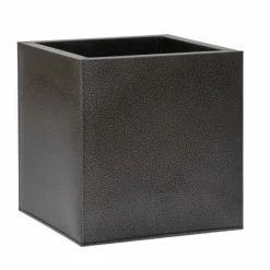 40cm Cube Zinc Silver & Black Textured Dipped Galvanised Planter -Plants outlet store PP40769 feed image 9e70