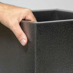 90cm Flared Square Zinc Silver & Black Textured Dipped Galvanised Planter 8 90cm Flared Square Zinc Silver & Black Textured Dipped Galvanised Planter -Plants outlet store PP40772 add image 2 bc98