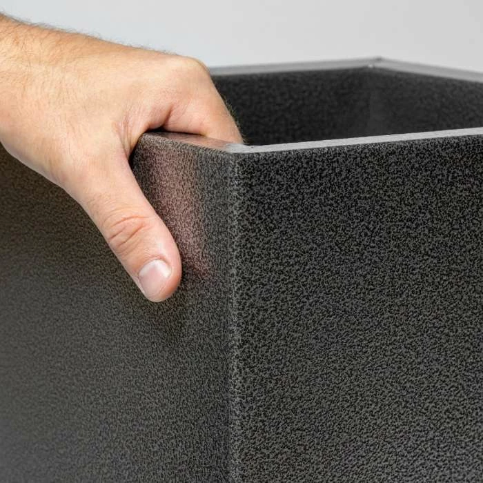 70cm Flared Square Zinc Silver & Black Textured Dipped Galvanised Planter 4 70cm Flared Square Zinc Silver & Black Textured Dipped Galvanised Planter - Image 2