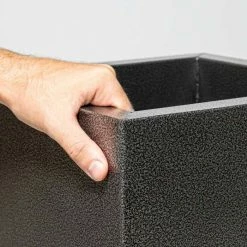 75cm Tall Cube Zinc Silver & Black Textured Dipped Galvanised Planter -Plants outlet store PP40781 add image 2 5f39