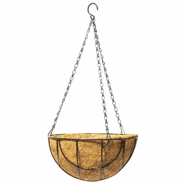 25.5cm Wire Criss Cross Hanging Basket With Coco Liner 3 25.5cm Wire Criss Cross Hanging Basket With Coco Liner