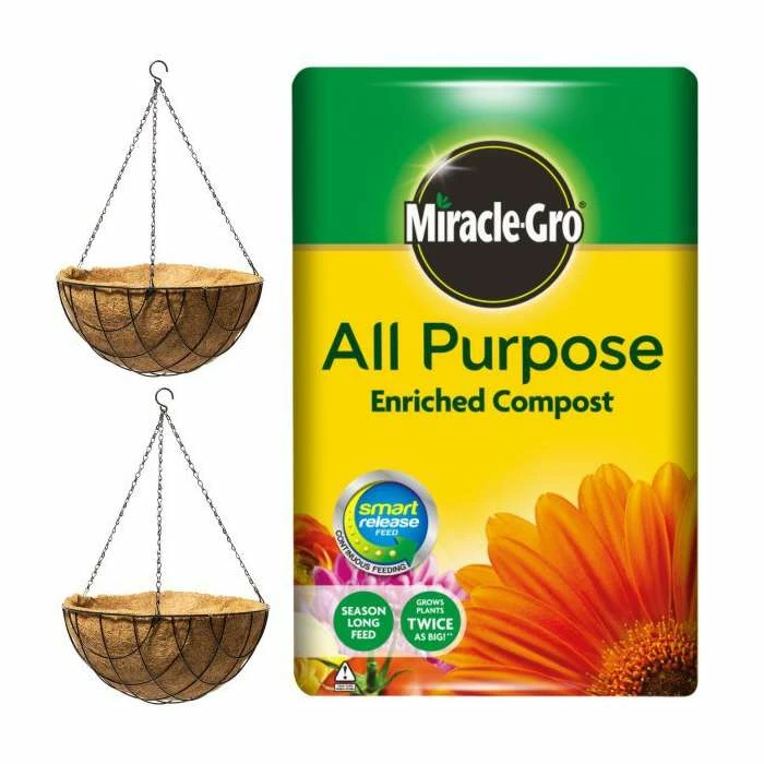 2x 16" Hanging Basket Kit With Miracle-Gro® Enriched Compost 3 2x 16" Hanging Basket Kit With Miracle-Gro® Enriched Compost
