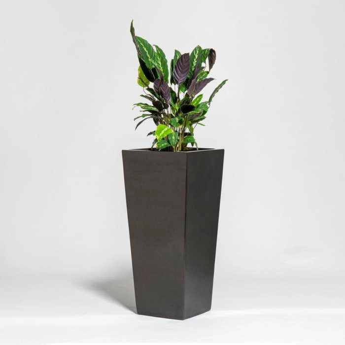 90cm Metallic Grey Polystone Tall Flared Planter 3 90cm Metallic Grey Polystone Tall Flared Planter
