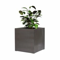 60cm Metallic Grey Polystone Cube Planter 10 60cm Metallic Grey Polystone Cube Planter -Plants outlet store PP40897 add image 2 743c