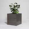 60cm Metallic Grey Polystone Cube Planter 2 60cm Metallic Grey Polystone Cube Planter -Plants outlet store PP40897 main image 2d75